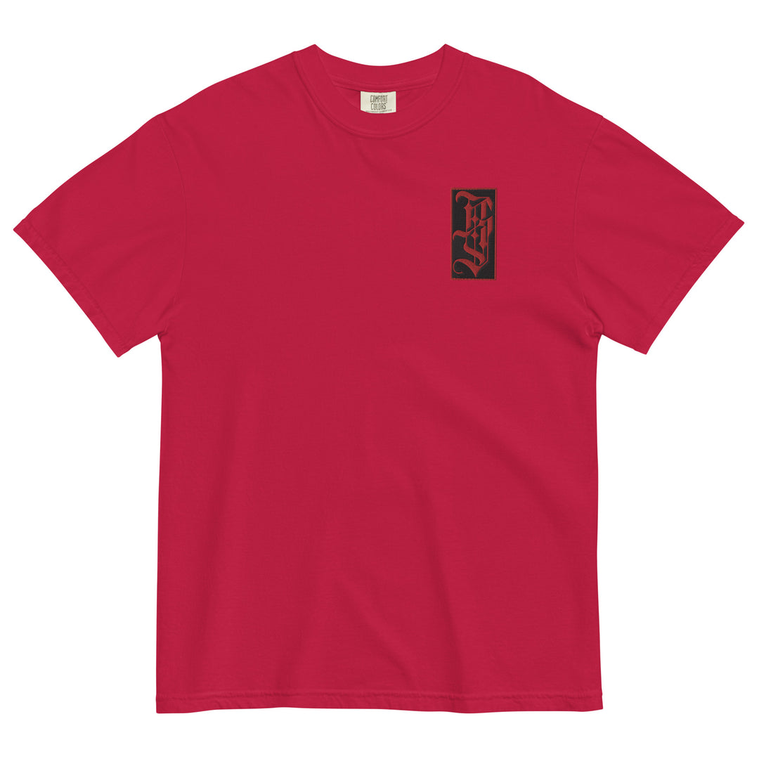 Premium Stitch Logo Heavyweight Tee - Black & Red