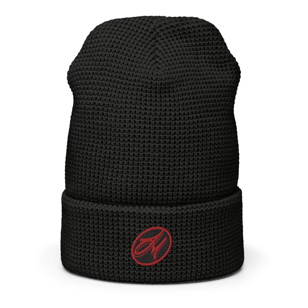 Signature Waffle Beanie - Black & Red