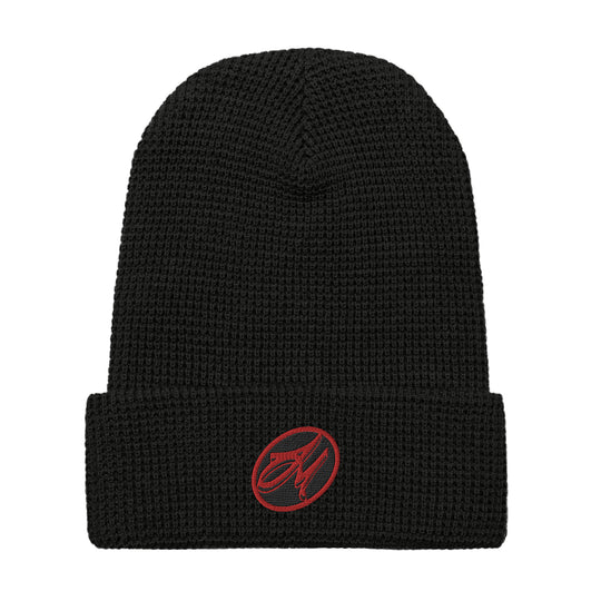 Signature Waffle Beanie - Black & Red