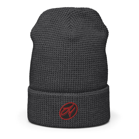 Signature Waffle Beanie - Black & Red